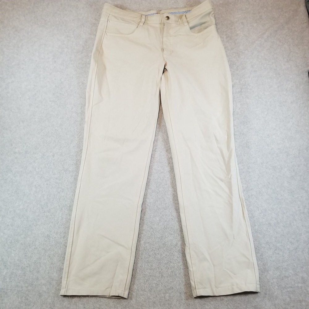 FootJoy Pants Mens 34x32 Beige Athletic Fit Stretch Flat Front Chino Slacks Golf